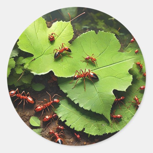 Rode mieren ronde sticker (Voorkant)