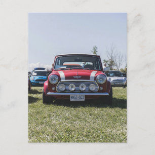 Rode Mini cooper, vintage auto auto auto briefkaar Briefkaart