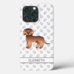Rode Mini Goldendoodle Cartoon Hond & Naam Case-Mate iPhone Case