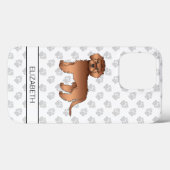 Rode Mini Goldendoodle Cartoon Hond & Naam Case-Mate iPhone Case (Achterkant (horizontaal))