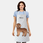 Rode Mini Goldendoodle Cartoon Hond & Naam Schort (Gedragen)