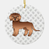 Rode Mini Goldendoodle Cartoon Hond & Tekst Keramisch Ornament (Voorkant)
