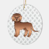 Rode Mini Goldendoodle Cartoon Hond & Tekst Keramisch Ornament (Links)