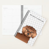 Rode Mini Goldendoodle Cartoon Hond & Tekst Planner (Display)