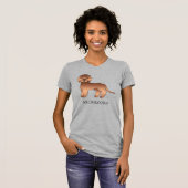 Rode Mini Goldendoodle Cartoon Hond & Tekst T-shirt (Voorkant volledig)