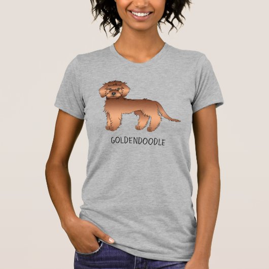 Rode Mini Goldendoodle Cartoon Hond & Tekst T-shirt (Voorkant)