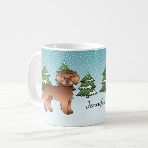 Rode Mini Goldendoodle Hond In Een Winterbos Koffiemok