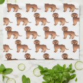 Rode Mini Goldendoodle Mopshond Cartoon Patroon Theedoek (Gevouwen)