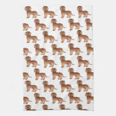 Rode Mini Goldendoodle Mopshond Cartoon Patroon Theedoek (Verticaal)