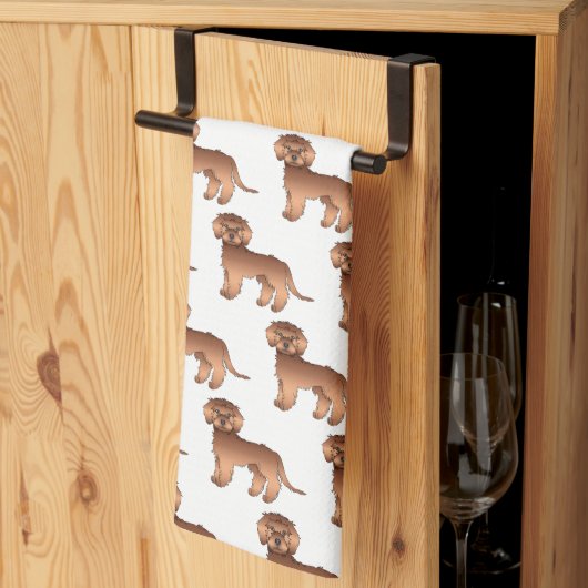 Rode Mini Goldendoodle Mopshond Cartoon Patroon Theedoek (Derde Gevouwen)