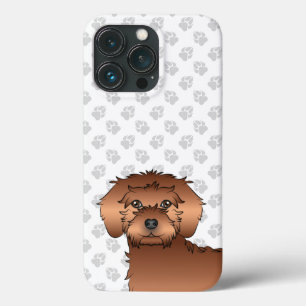 Rode Mini Goldendoodle Mopshoofd Cute Tekening Case-Mate iPhone Case