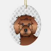 Rode Mini Goldendoodle Mopshoofd Cute Tekening Keramisch Ornament (Rechts)