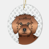 Rode Mini Goldendoodle Mopshoofd Cute Tekening Keramisch Ornament (Links)