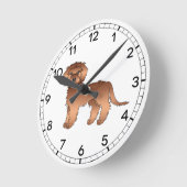 Rode Mini Goldendoodle Schattige Cartoon Hond Ronde Klok (Hoek)