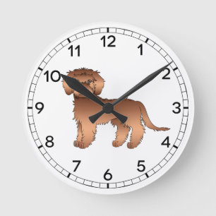 Rode Mini Goldendoodle Schattige Cartoon Hond Ronde Klok