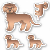 Rode Mini Goldendoodle Schattige Cartoon Hond Sticker (Voorkant)