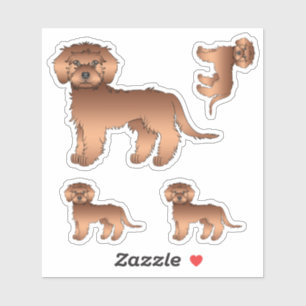 Rode Mini Goldendoodle Schattige Cartoon Hond Sticker