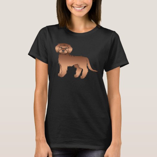 Rode Mini Goldendoodle Schattige Cartoon Hond T-shirt (Voorkant)