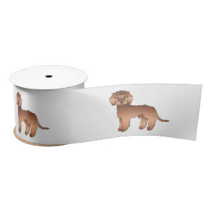 Rode Mini Goldendoodle Schattige Cartoon Honden Satijnen Lint
