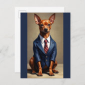 Rode Miniatuur Pinscher Dragen Suit en Stropdas Briefkaart (Voorkant / Achterkant)