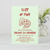 Rode Minimaal Fun Pizza Verjaardag Slice Kaart (Staand voorkant)
