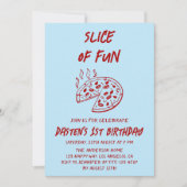 Rode Minimaal Fun Slice Pizza Verjaardag Kaart (Voorkant)