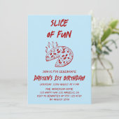 Rode Minimaal Fun Slice Pizza Verjaardag Kaart (Staand voorkant)
