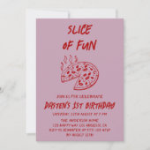 Rode Minimaal Fun Slice Pizza Verjaardag Kaart (Voorkant)