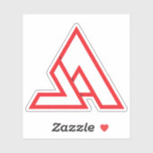 Rode Minimaal Letter VA Monogram Sticker (Vel)