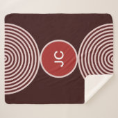 Rode Minimale Monogram Cirkel Patroon Sherpa Deken (Voorkant (horizontaal))