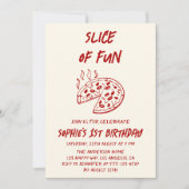 Rode Minimale Plok Fun Pizza Verjaardag Kaart (Voorkant)