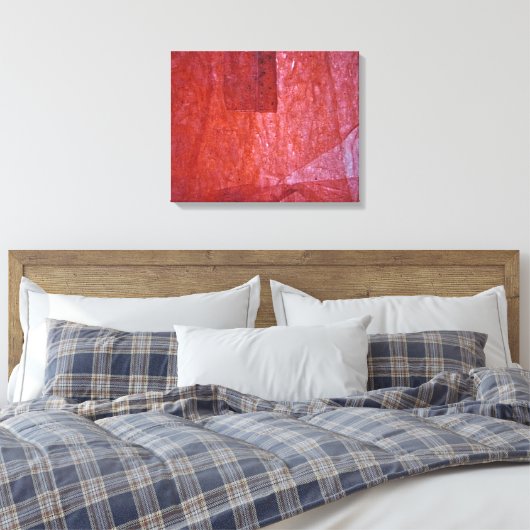 Rode minimalisme opgerekt canvasprint, gewoon rood canvas afdruk (Insitu (Slaapkamer))