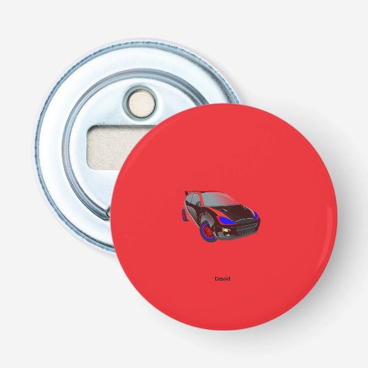 Rode minimalistische aangepaste foto naam geperson button flesopener (Voorkant)