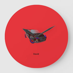 Rode minimalistische aangepaste foto naam geperson grote klok