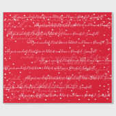 Rode minimalistische aangepaste tekstsneeuwval Cadeaupapier (Vlak)