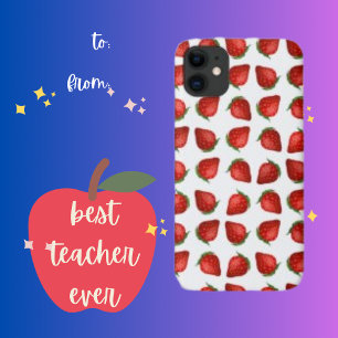 Rode minimalistische aardbeien achtergrond patroon Case-Mate iPhone case