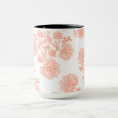 Rode Minimalistische Bloemen Patroon Telefoon Wall Mok (Midden)