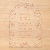 Rode Minimalistische Botanische Huwelijksuitnodigi Acryl Uitnodigingen (Voorkant)