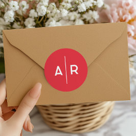 Rode Minimalistische Elegante Enveloppe Zegel, Tro Ronde Sticker
