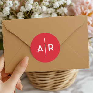 Rode Minimalistische Elegante Enveloppe Zegel, Tro Ronde Sticker