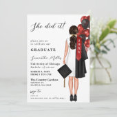 Rode minimalistische foto ze deed het Afstuderen Kaart (Staand voorkant)