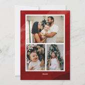 Rode minimalistische fotocollage Vrolijk kerstfees Feestdagenkaart (Achterkant)