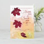 Rode minimalistische Herfst in liefde bruiloft uit Kaart (Staand voorkant)