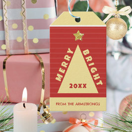 Rode Minimalistische Kerstboom Naam Cadeaulabel