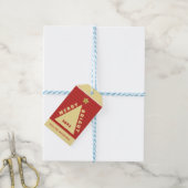 Rode Minimalistische Kerstboom Naam Cadeaulabel (Met Touw)