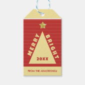 Rode Minimalistische Kerstboom Naam Cadeaulabel (Voorkant)