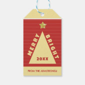 Rode Minimalistische Kerstboom Naam Cadeaulabel (Achterkant)