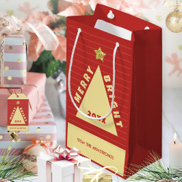 Rode Minimalistische Kerstboom Naam Klein Cadeauzakje