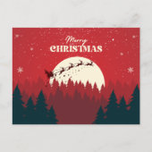 Rode minimalistische kerstnachtscène feestdagenkaart (Voorkant)