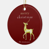 Rode minimalistische Merry Christmas Gold Rendier Keramisch Ornament (Links)